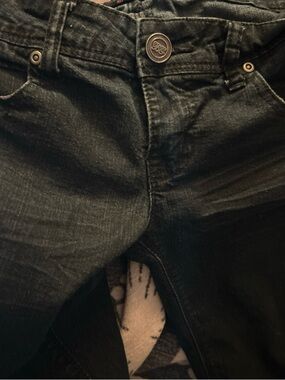 Vintage 90's Y2K Bubblegum Black Denim Skinny Jeans Size 1/2 Excellent